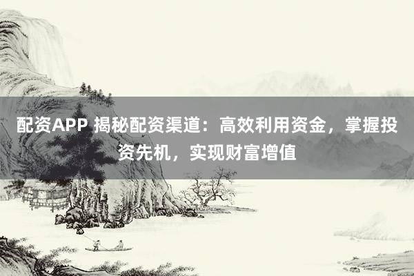 配资APP 揭秘配资渠道：高效利用资金，掌握投资先机，实现财富增值