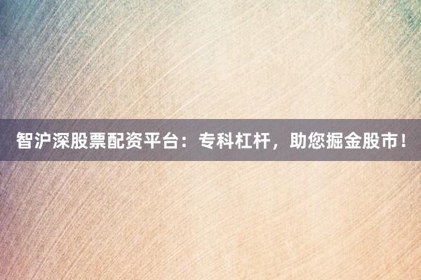 智沪深股票配资平台：专科杠杆，助您掘金股市！