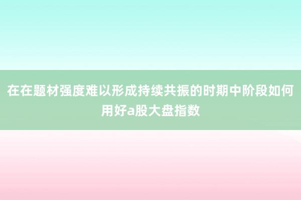 在在题材强度难以形成持续共振的时期中阶段如何用好a股大盘指数