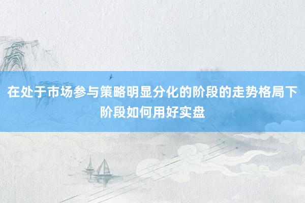 在处于市场参与策略明显分化的阶段的走势格局下阶段如何用好实盘