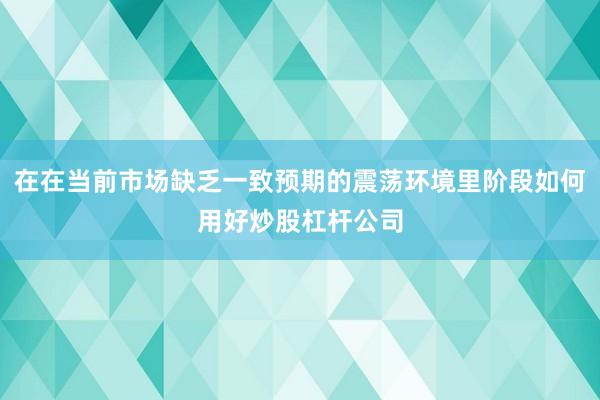 在在当前市场缺乏一致预期的震荡环境里阶段如何用好炒股杠杆公司
