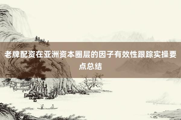 老牌配资在亚洲资本圈层的因子有效性跟踪实操要点总结