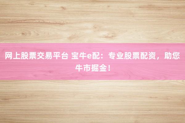 网上股票交易平台 宝牛e配:专业股票配资,助您牛市掘金!