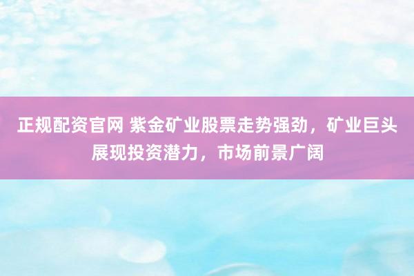正规配资官网 紫金矿业股票走势强劲，矿业巨头展现投资潜力，市场前景广阔