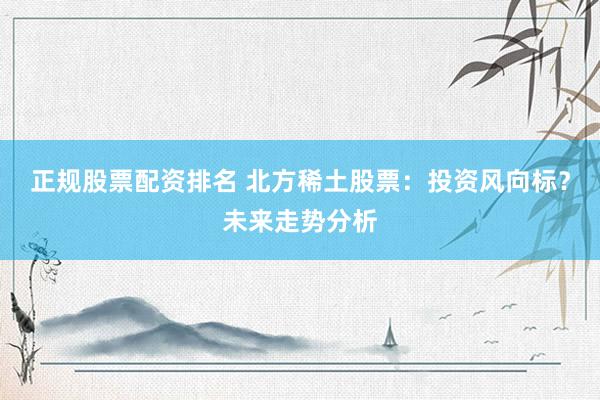 正规股票配资排名 北方稀土股票：投资风向标？未来走势分析